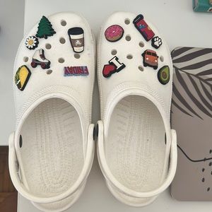 Women’s White Crocs with Pins